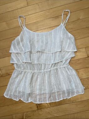 Forever 21 White Tiered Ruffle Cami